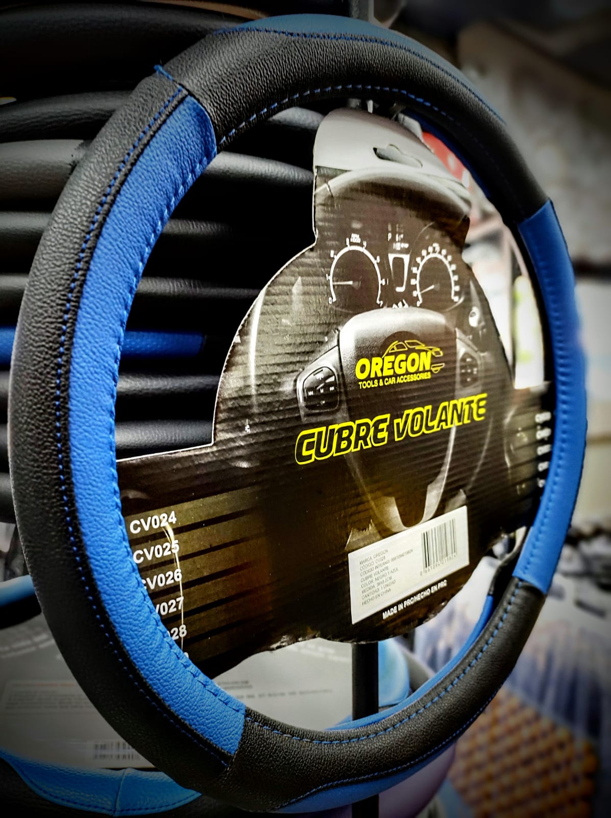 cuero azul con negro